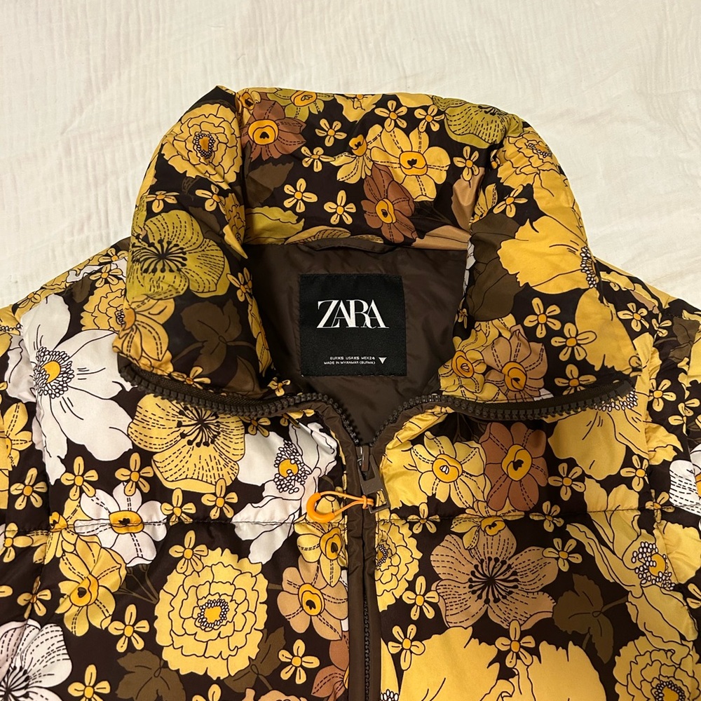 Zara Yellow and Brown Floral Jacket - Picture 2 of 3